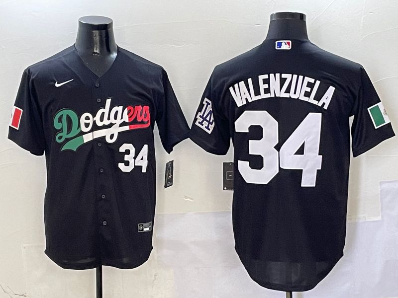 Men Los Angeles Dodgers #34 Valenzuela Black Mexico Game Nike 2025 MLB Jersey style 5